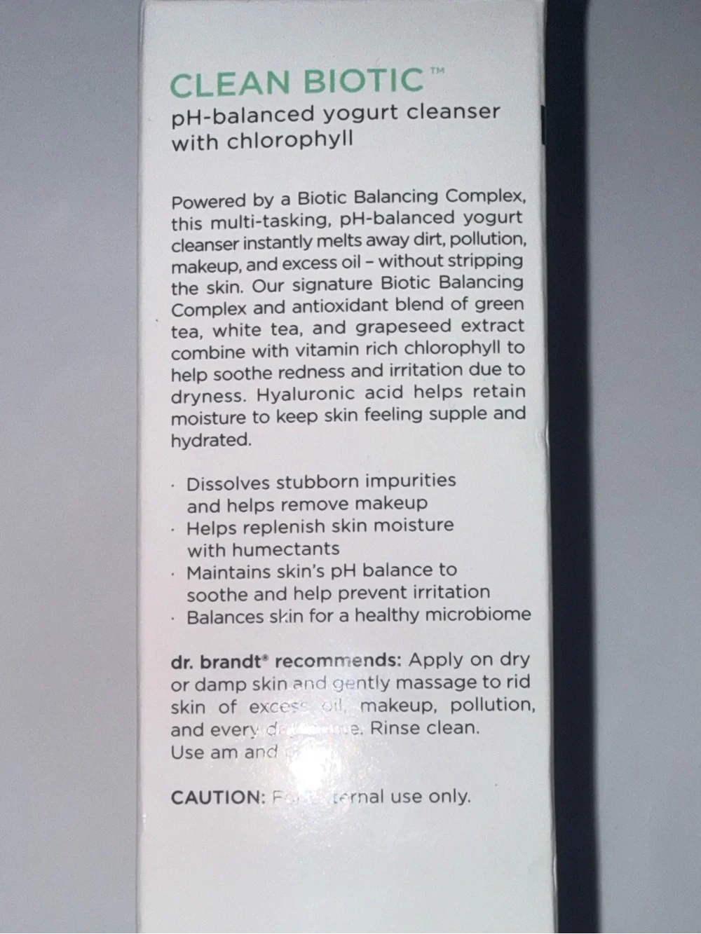 Dr. Brandt Clean Biotic pH-Balanced Yogurt Cleanser with Chlorophyll 3.5 oz NIB